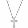 Lucleon Iconic | Silver-Tone Stainless Steel Cross Curb Chain Necklace -MEN NECKLACES shop 1 1 10003 1