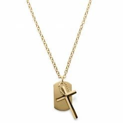 Lucleon Gold-Tone Dog Tag & Cross Cable Chain Necklace -MEN NECKLACES shop 1 1.3e87d5ac2e07d6f19d10a5b1eedc45dc