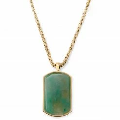 MEN NECKLACES shop 43 Arkai Orisun | Gold-Tone & Green Taiwanese Jade Stone Box Chain Necklace