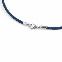 Collin Rowe 3 mm Blue Woven Leather Necklace -MEN NECKLACES shop 1 1 201 1 161 1