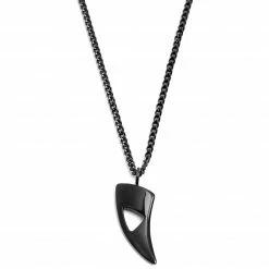 Lucleon Iconic | Black Stainless Steel Wolf Tooth Chain Necklace