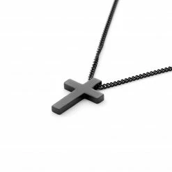 Lucleon Iconic | Black Stainless Steel Cross Curb Chain Necklace -MEN NECKLACES shop 1 1 201 1 74