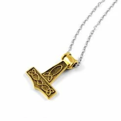 Fort Tempus Gold-Tone Thor's Hammer Cable Chain Necklace -MEN NECKLACES shop 1 1 8 3