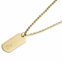 Lucleon Zodiac | Gold-Tone Leo Star Sign Dog Tag Cable Chain Necklace -MEN NECKLACES shop 1 2.7a9182bff21ea215facd3d1026f97ee3