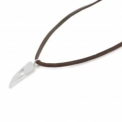 Lucleon Iconic | Brown Leather With Silver-Tone Stainless Steel Wolf Tooth Necklace -MEN NECKLACES shop 1 2 121 1 172 1 101 3 121