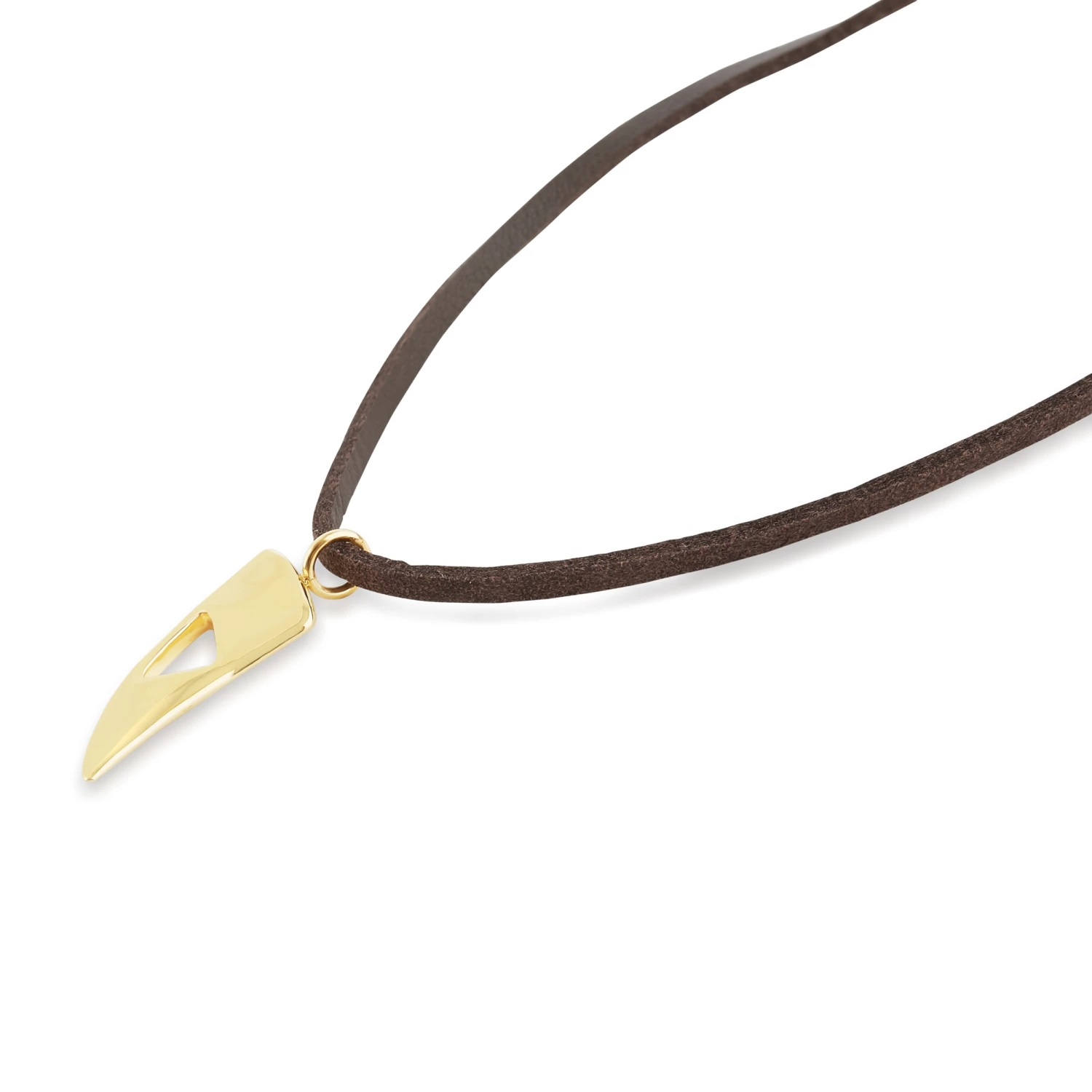 Lucleon Iconic | Brown Leather With Gold-Tone Wolf Tooth Necklace 4 Lucleon Iconic | Brown Leather With Gold-Tone Wolf Tooth Necklace - Image 2