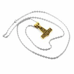 Fort Tempus Gold-Tone Thor's Hammer Cable Chain Necklace -MEN NECKLACES shop 1 2 6 2