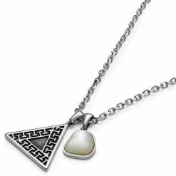 Waykins Atlantis | Mother-of-Pearl & Triangle Double Pendant Necklace -MEN NECKLACES shop 1 2atlpen