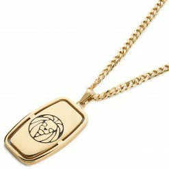 Lucleon Icarus | Gold-Tone Dog Tag With Lucleon Logo Box Curb Chain Necklace -MEN NECKLACES shop 1 3.380af7f4a80ff3936ab36fbeb18692f7