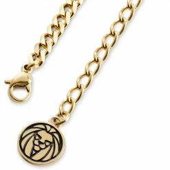 Lucleon Icarus | Gold-Tone Dog Tag With Lucleon Logo Box Curb Chain Necklace -MEN NECKLACES shop 1 4.43783e3aa51fe679f3f7c97c18d86bb8