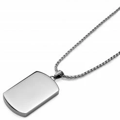 Lucleon Icarus | Silver-Tone Stainless Steel, Black Onyx & Zirconia Star Dog Tag Box Chain Necklace -MEN NECKLACES shop 1 4.5a9a6d41a36a30802b7b1616cf05fe96