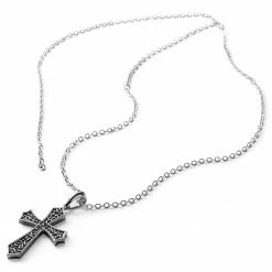 Fort Tempus Silver-Tone & Black Stainless Steel Reversible Cross Cable Chain Necklace -MEN NECKLACES shop 1 4 copy 28
