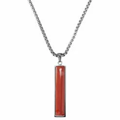 Arkai Orisun | Silver-Tone Stainless Steel & Red Jasper Necklace