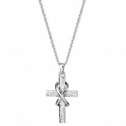Lucleon Silver-Tone Stainless Steel With Cross & Infinity Symbol Cable Chain Necklace