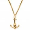 Lucleon Gold-Tone Anchor & Skull Wheat Chain Necklace -MEN NECKLACES shop 10 1sidro
