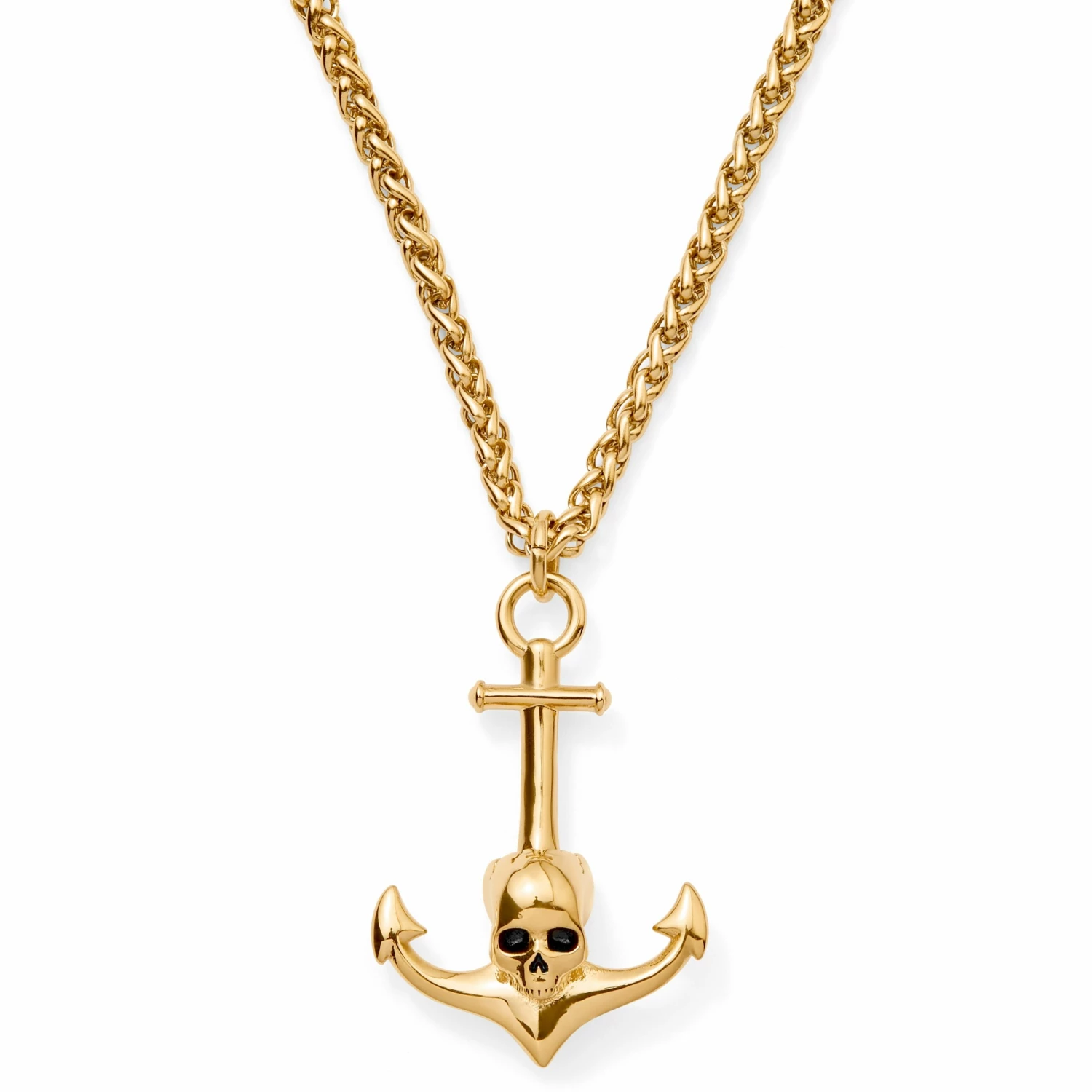 Lucleon Gold-Tone Anchor & Skull Wheat Chain Necklace 3 Lucleon Gold-Tone Anchor & Skull Wheat Chain Necklace