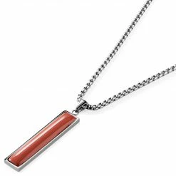 Arkai Orisun | Silver-Tone Stainless Steel & Red Jasper Necklace -MEN NECKLACES shop 10 2069662b373be2a45a8ffe5c821c540d9