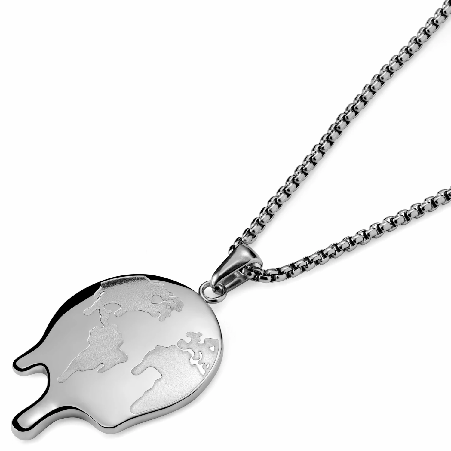 Otsu Fahrenheit | Silver-Tone Stainless Steel Melting Earth Box Chain Necklace 6 Otsu Fahrenheit | Silver-Tone Stainless Steel Melting Earth Box Chain Necklace - Image 4
