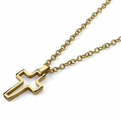 Lucleon Gold-Tone With Hollow Cross Cable Chain Necklace -MEN NECKLACES shop 10 27d89b7749374c54b1aac84b4916de85f
