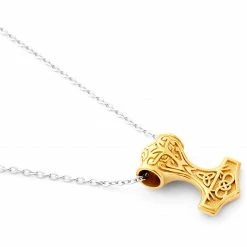 MEN NECKLACES shop 9 Fort Tempus Silver- & Gold-tone Stainless Steel Thor's Hammer Cable Chain Necklace