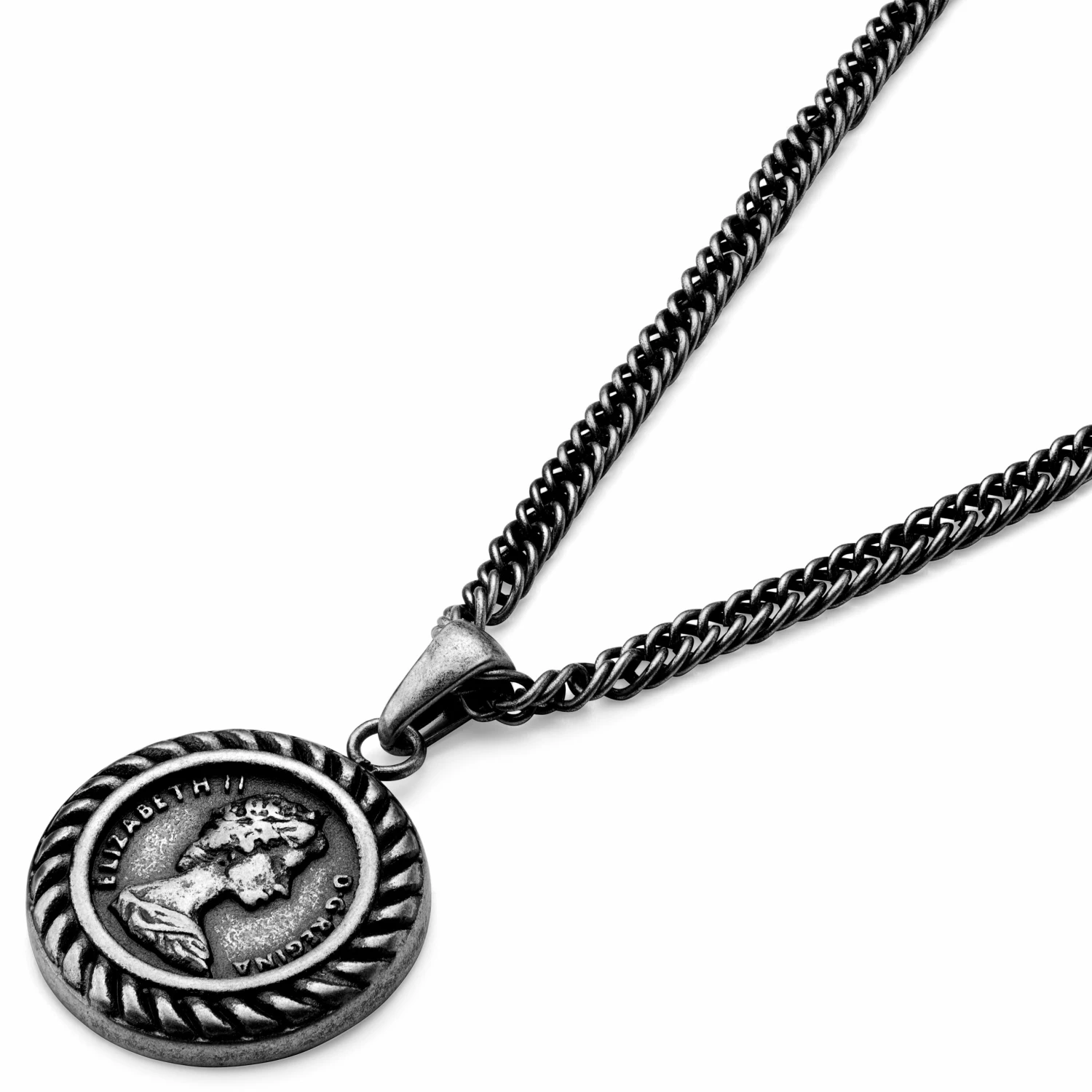 Lucleon Sanctus | Vintage Silver-Tone Stainless Steel Elizabeth II Wheat Chain Necklace 7 Lucleon Sanctus | Vintage Silver-Tone Stainless Steel Elizabeth II Wheat Chain Necklace - Image 5