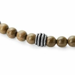 Waykins Wave | Silver-Tone & Natural Wood Surfer Beaded Necklace -MEN NECKLACES shop 10 3 copy 18