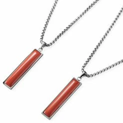 Arkai Orisun | Silver-Tone Stainless Steel & Red Jasper Necklace -MEN NECKLACES shop 10 3cf70c0ccf483cb6b1db80fcbd3fffb19