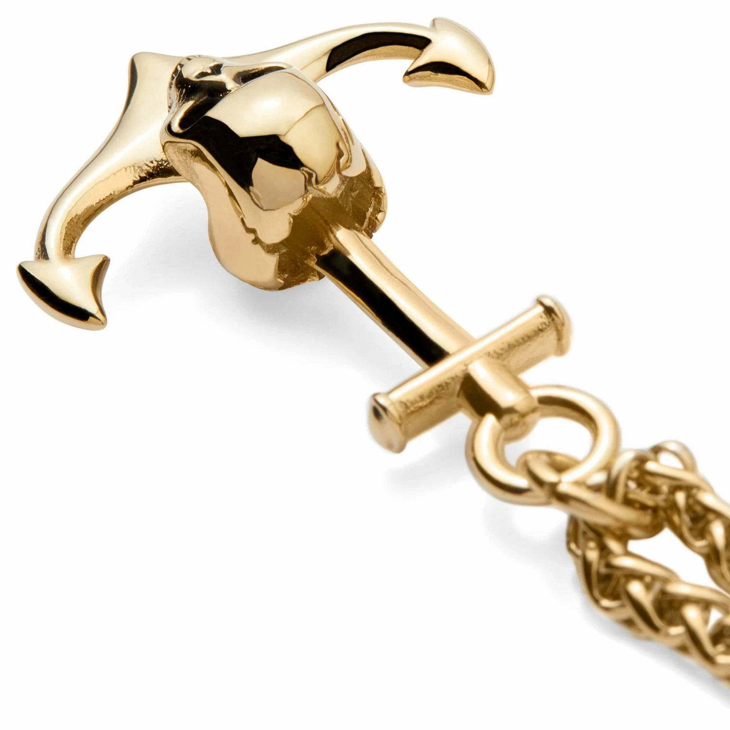 Lucleon Gold-Tone Anchor & Skull Wheat Chain Necklace 5 Lucleon Gold-Tone Anchor & Skull Wheat Chain Necklace - Image 3