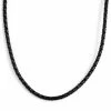 Collin Rowe 3 mm Black Leather Rope Chain Necklace