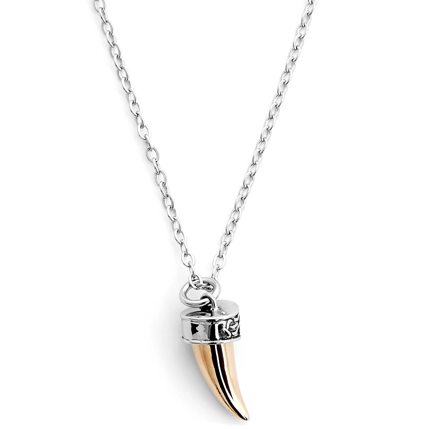Fort Tempus Silver-Tone Stainless Steel With Gold-Tone Claw Cable Chain Necklace 3 Fort Tempus Silver-Tone Stainless Steel With Gold-Tone Claw Cable Chain Necklace