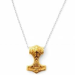 Fort Tempus Silver- & Gold-tone Stainless Steel Thor's Hammer Cable Chain Necklace -MEN NECKLACES shop 10 172