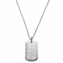 Lucleon Silver-Tone Stainless Steel With ID Dog Tag Cable Chain Necklace