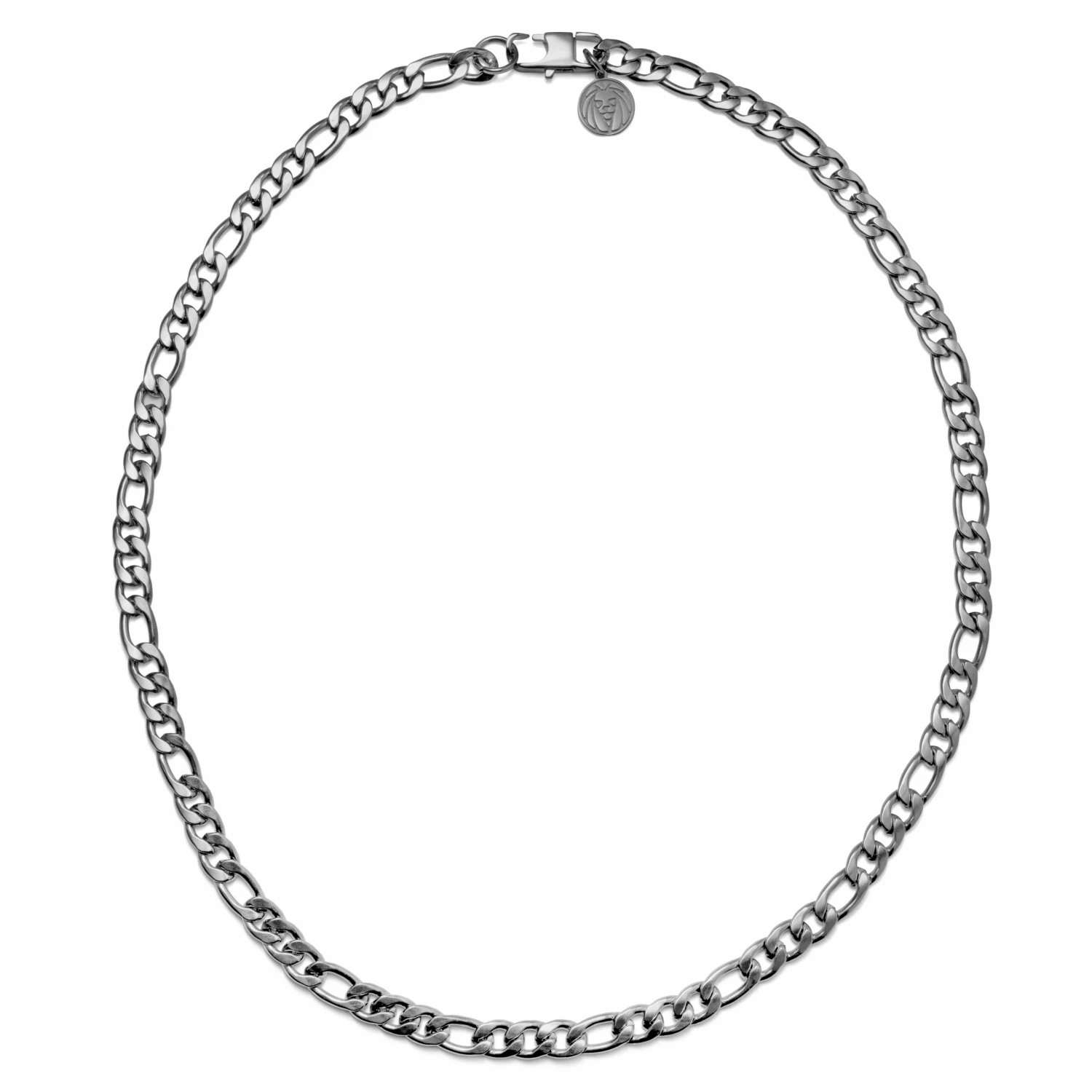 Lucleon Amager | 6 mm Silver-Tone Stainless Steel Figaro Chain Necklace 4 Lucleon Amager | 6 mm Silver-Tone Stainless Steel Figaro Chain Necklace - Image 2
