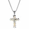Fort Tempus Silver- & Gold-Tone Stainless Steel Riveted Cross Box Chain Necklace -MEN NECKLACES shop 11 1 copy 14