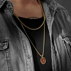 Arkai (Orisun) | Gold-Tone & Red Obsidian Necklace Layering Set 11 Arkai (Orisun) | Gold-Tone & Red Obsidian Necklace Layering Set -MEN NECKLACES shop 11 2 24646bm