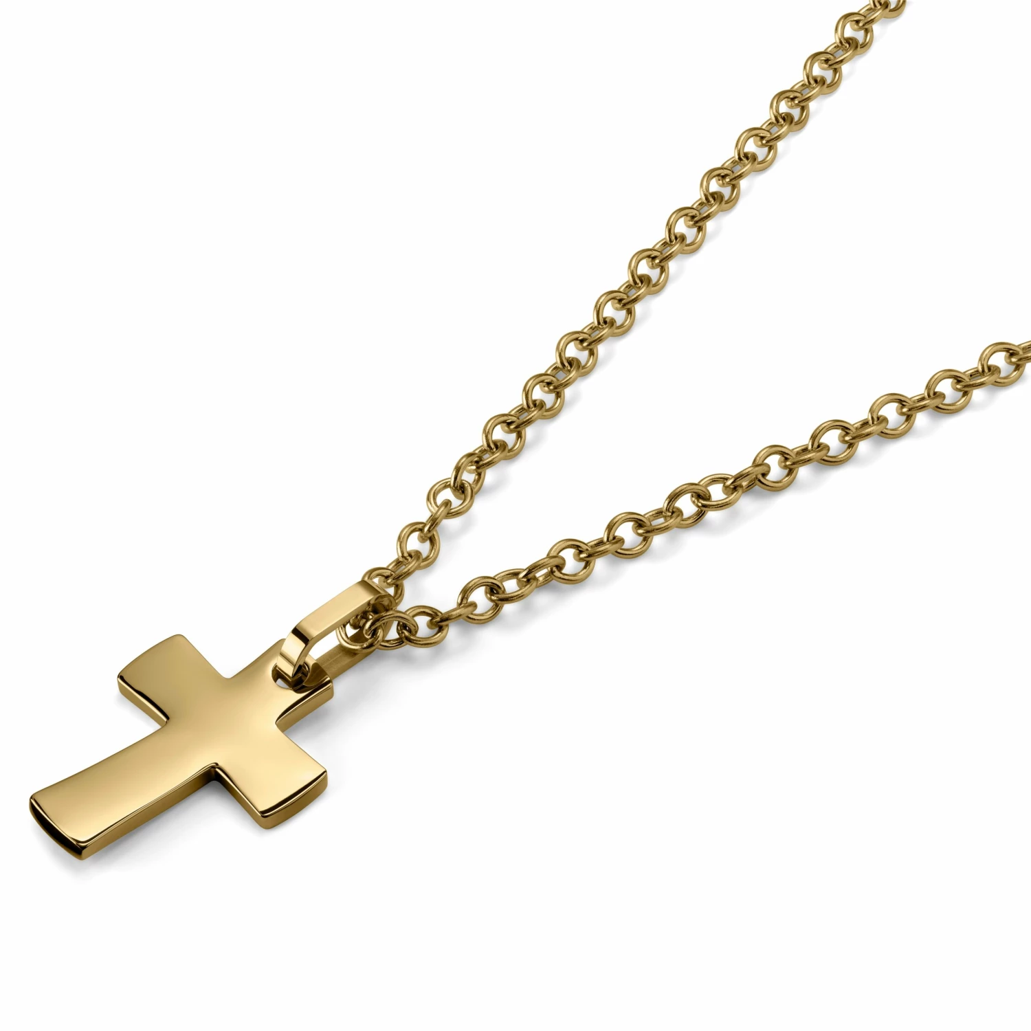 Lucleon Gold-Tone Unique Curvy Cross Cable Chain Necklace 4 Lucleon Gold-Tone Unique Curvy Cross Cable Chain Necklace - Image 2