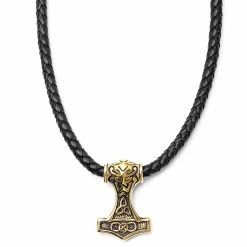 Fort Tempus Black Leather Double Sided Triquetra Necklace