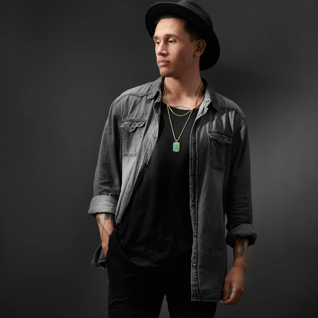 Arkai (Orisun) | Gold-Tone & Green Taiwanese Jade Necklace Layering Set 5 Arkai (Orisun) | Gold-Tone & Green Taiwanese Jade Necklace Layering Set - Image 3