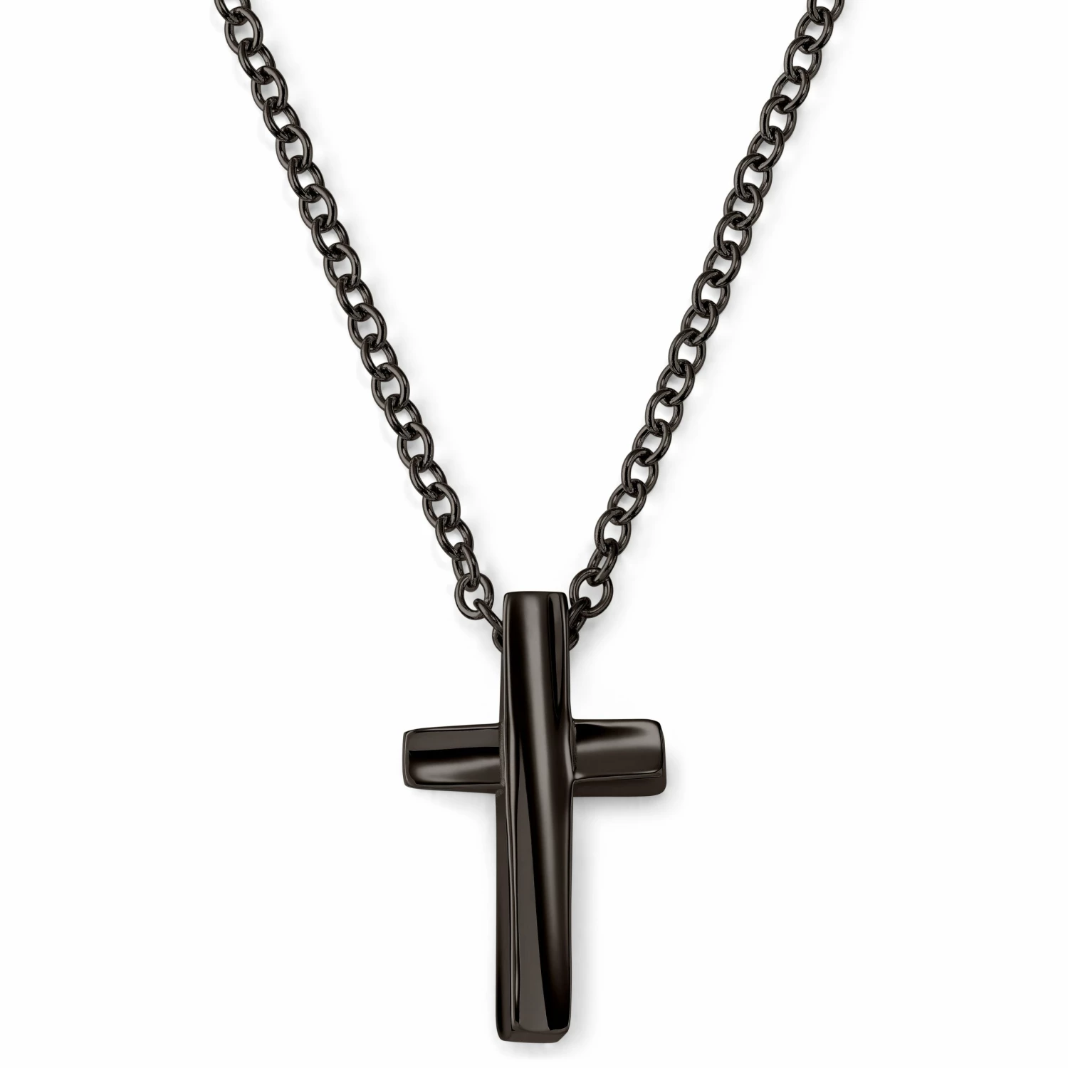 Lucleon Gunmetal Stainless Steel With Curvy Cross Cable Chain Necklace 3 Lucleon Gunmetal Stainless Steel With Curvy Cross Cable Chain Necklace