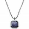 Arkai Orisun | Silver-Tone Stainless Steel & Sodalite Octagon Box Chain Necklace -MEN NECKLACES shop 12 14d24e362495eeac068203e60aa4a9a9e