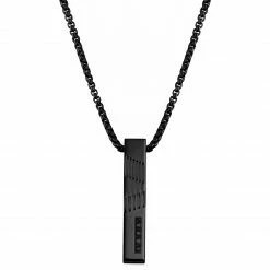 Arkai Rico | Black Stainless Steel Rectangular Box Chain Necklace