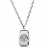Lucleon Icarus | Silver-Tone Stainless Steel Dog Tag With Lucleon Logo Box Curb Chain Necklace -MEN NECKLACES shop 12 1968c27e883ca264e6a1a042c0873ddfd