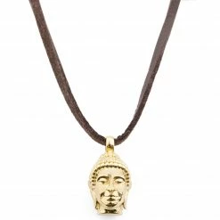 Lucleon Gold-Tone Buddha Leather Iconic Necklace