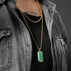 Arkai (Orisun) | Gold-Tone & Green Taiwanese Jade Necklace Layering Set 11 Arkai (Orisun) | Gold-Tone & Green Taiwanese Jade Necklace Layering Set -MEN NECKLACES shop 12 2 24648bm