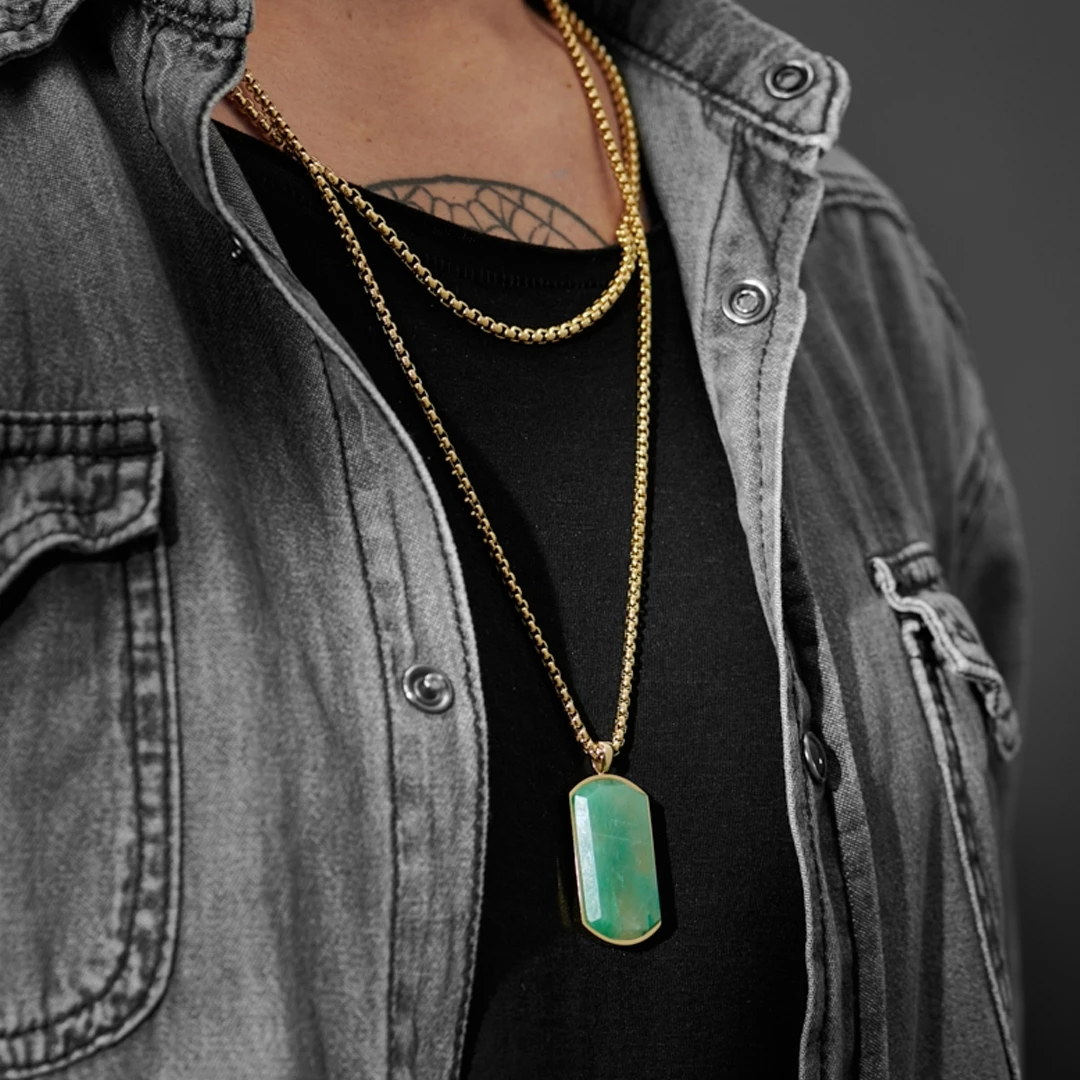 Arkai (Orisun) | Gold-Tone & Green Taiwanese Jade Necklace Layering Set 6 Arkai (Orisun) | Gold-Tone & Green Taiwanese Jade Necklace Layering Set - Image 4