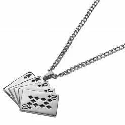 Seizmont Ace | Silver-tone Royal Flush Pendant Necklace -MEN NECKLACES shop 12 233f167ebe878de9bafea295a56b3cf16
