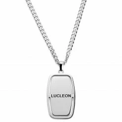 Lucleon Icarus | Silver-Tone Stainless Steel Dog Tag With Lucleon Logo Box Curb Chain Necklace 12 Lucleon Icarus | Silver-Tone Stainless Steel Dog Tag With Lucleon Logo Box Curb Chain Necklace -MEN NECKLACES shop 12 23893533911bad2a96ee7668f212422ac