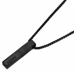 Arkai Rico | Black Stainless Steel Rectangular Box Chain Necklace -MEN NECKLACES shop 12 2994d7fd4edb93ea1f1aa66f39fd3d4a8