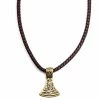 Fort Tempus Brown Leather With Gold-Tone Norse Axe Necklace -MEN NECKLACES shop 12 3 114