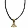 Fort Tempus Black Leather With Gold-Tone Norse Axe Necklace